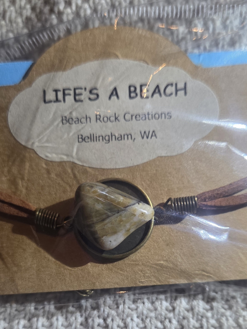 Life's A Beach Beach Rock Yellow Jasper Bracelet/Anklet